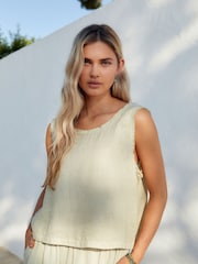 Sage Green Premium 100% Linen Top - Image 1 of 6