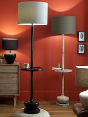 Pacific Black Hemi Wood Floor Lamp With Table - Image 1 of 2