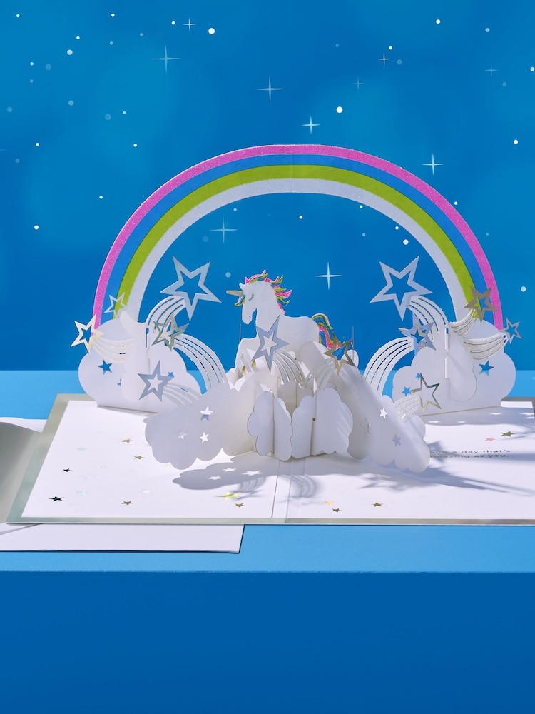 Hallmark White Birthday Card 3D Pop-up Unicorn Design - Image 1 of 4 Hallmark White Birthday Card 3D Pop-up Unicorn Design - Image 1 of 4