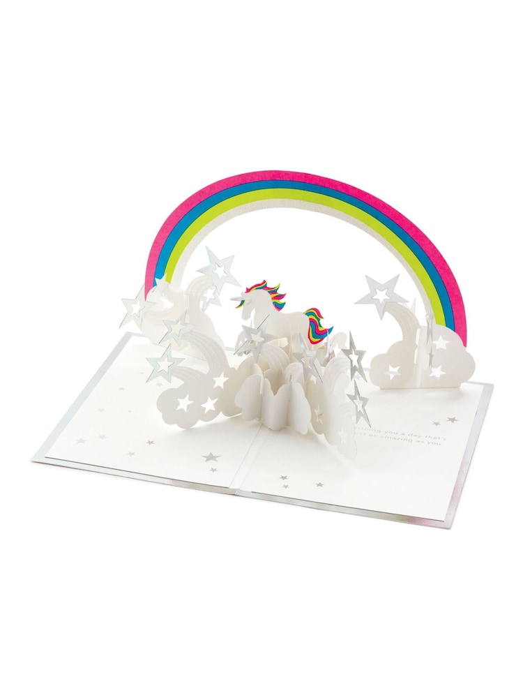 Hallmark White Birthday Card 3D Pop-up Unicorn Design - Image 2 of 4 Hallmark White Birthday Card 3D Pop-up Unicorn Design - Image 2 of 4