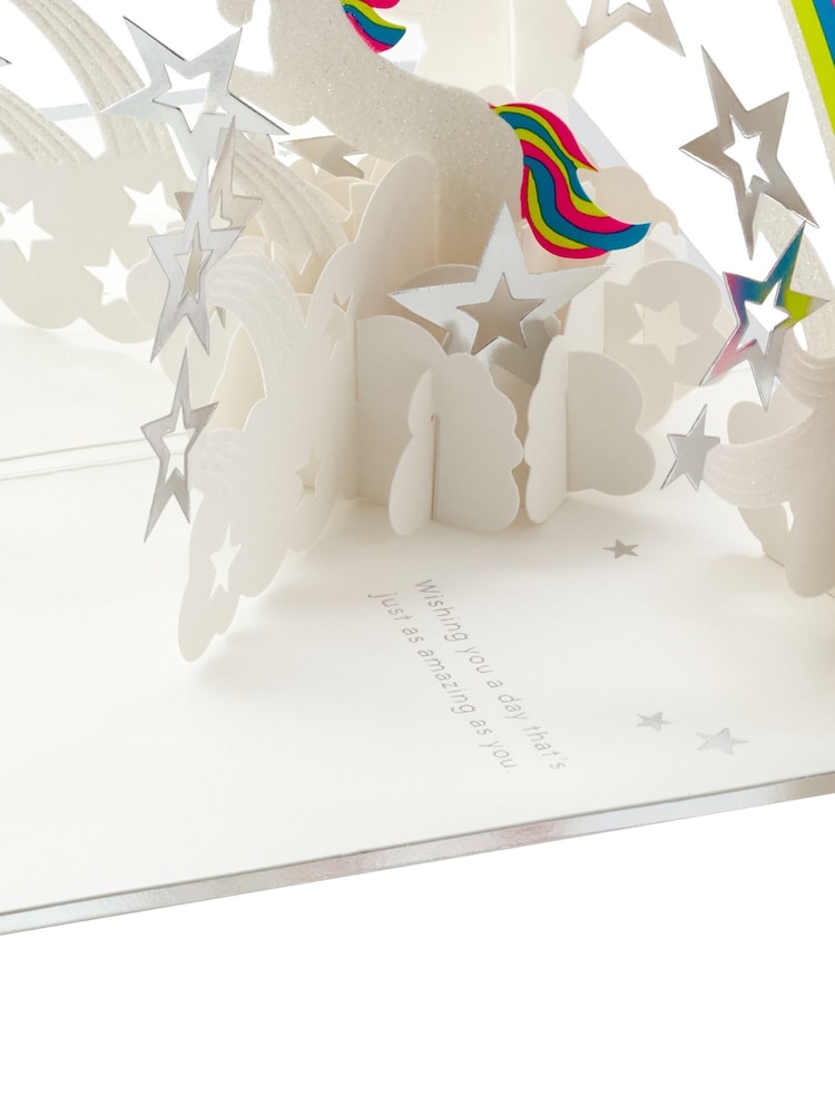 Hallmark White Birthday Card 3D Pop-up Unicorn Design - Image 4 of 4 Hallmark White Birthday Card 3D Pop-up Unicorn Design - Image 4 of 4