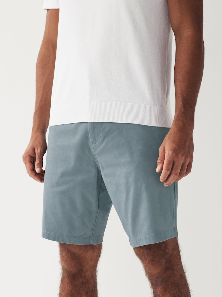 Pale Blue Straight Fit Stretch Chinos Shorts - Image 1 of 1 Pale Blue Straight Fit Stretch Chinos Shorts - Image 1 of 1