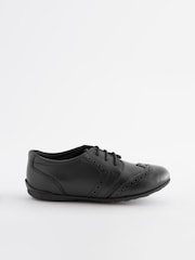 Black Matt Standard Fit (F) School Leather Lace-Up Brogues - Image 2 of 7