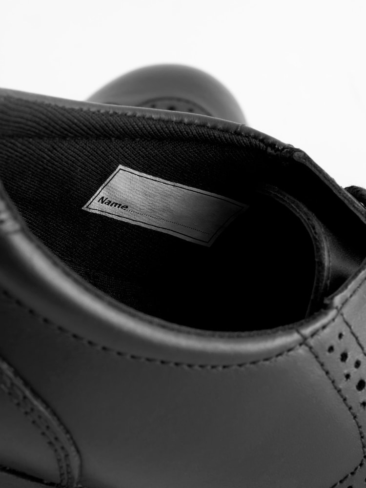 Black Matt Standard Fit (F) School Leather Lace-Up Brogues - Image 7 of 7