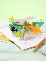 Hallmark Green Birthday Card 3D Pop-up Dinosaurs Design - Image 1 of 4
