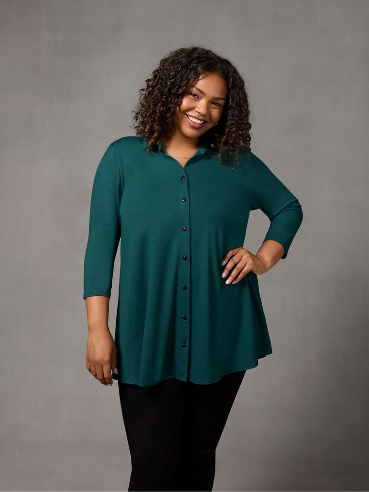 Live Unlimited Green Jersey 3/4 Sleeve Shirt - Image 1 of 4