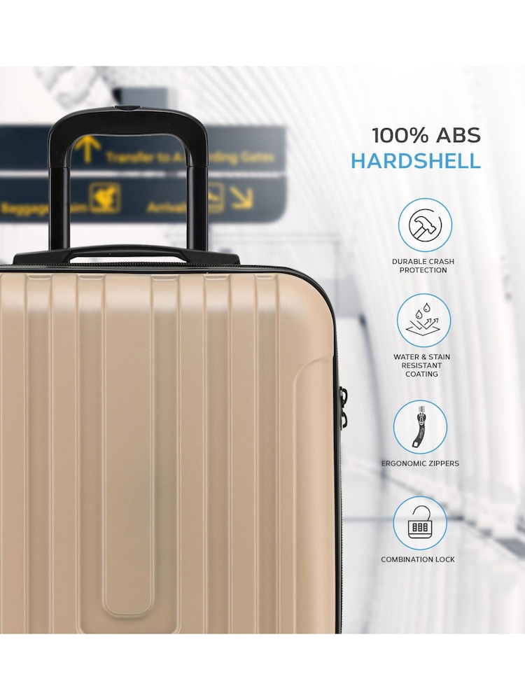 Champagner - Flight Knight – Ryanair Priority – Hartschalen-Kabinen-Handgepäckkoffer mit 8 Rollen aus ABS, 55 x 40 x 20 cm - Image 3 of 7