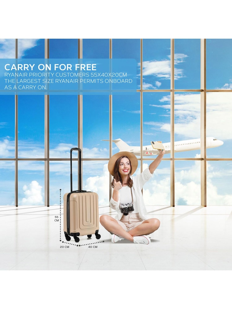 Champagner - Flight Knight – Ryanair Priority – Hartschalen-Kabinen-Handgepäckkoffer mit 8 Rollen aus ABS, 55 x 40 x 20 cm - Image 7 of 7