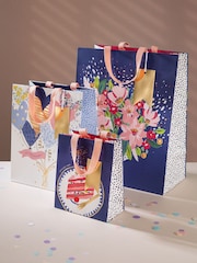 Hallmark Set of 3 Blue Illustrated Gift Bags Small, Medium, Large - Image 1 of 4