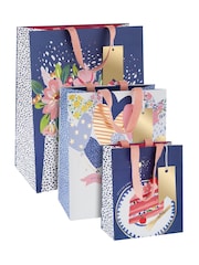 Hallmark Set of 3 Blue Illustrated Gift Bags Small, Medium, Large - Image 2 of 4