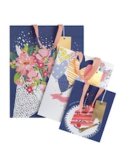 Hallmark Set of 3 Blue Illustrated Gift Bags Small, Medium, Large - Image 3 of 4