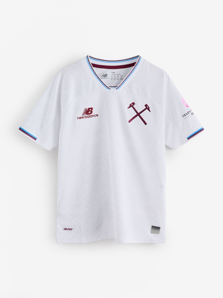 New Balance Cream West Ham United 26/27 Away Shorts Sleeve Jersey Youth - Image 1 of 1