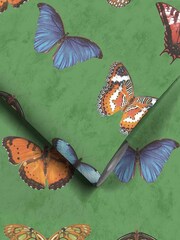 Woodchip & Magnolia Green Lepidoptera Willow Wallpaper - Image 2 of 4