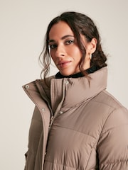 Joules Somerton Natural Showerproof Down Feather Long Puffer Coat - Image 4 of 9