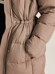 Joules Somerton Natural Showerproof Down Feather Long Puffer Coat - Image 6 of 9