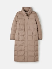 Joules Somerton Natural Showerproof Down Feather Long Puffer Coat - Image 9 of 9