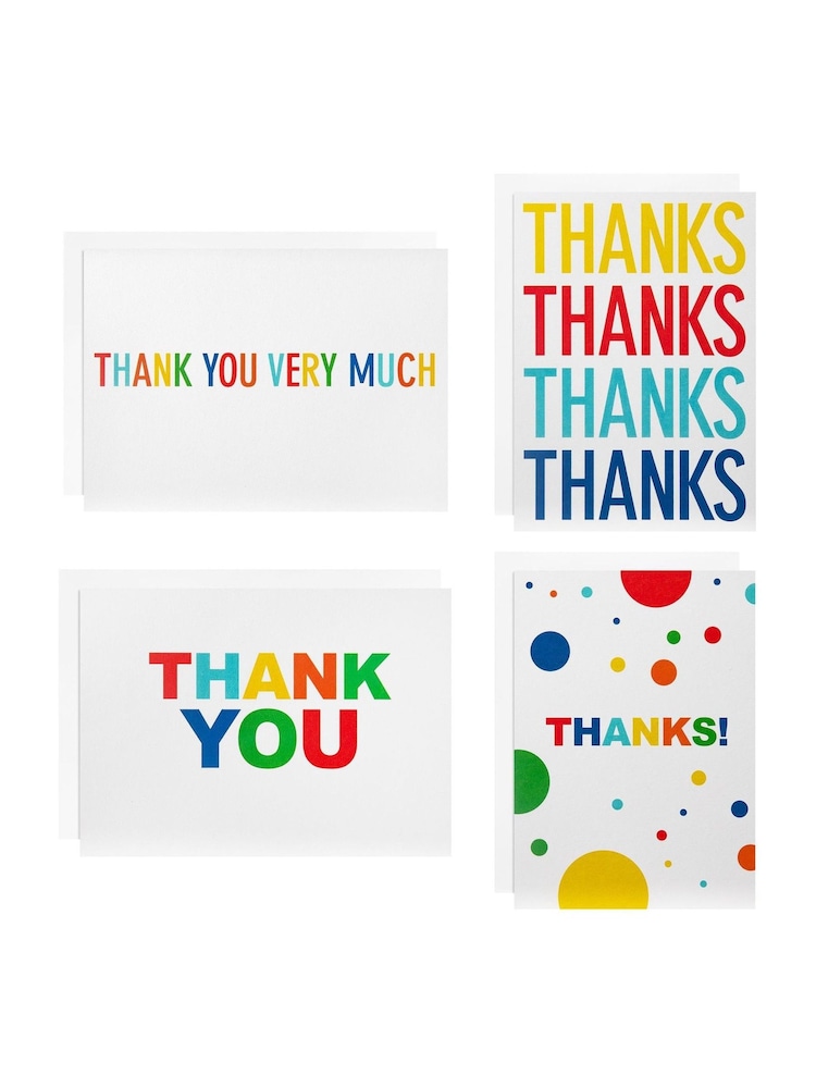 Hallmark White 48 Pack Thank You Cards in 4 Rainbow Text Designs - Image 2 of 4 Hallmark White 48 Pack Thank You Cards in 4 Rainbow Text Designs - Image 2 of 4