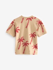 Khaki/Stein mit Palmenmotiv - Kurzärmlige T-Shirts mit Grafik 100% Baumwolle 2er-Pack (3–16Jahre) - Bild 2 von 3