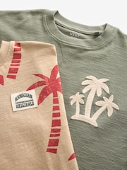 Khaki/Stein mit Palmenmotiv - Kurzärmlige T-Shirts mit Grafik 100% Baumwolle 2er-Pack (3–16Jahre) - Bild 3 von 3