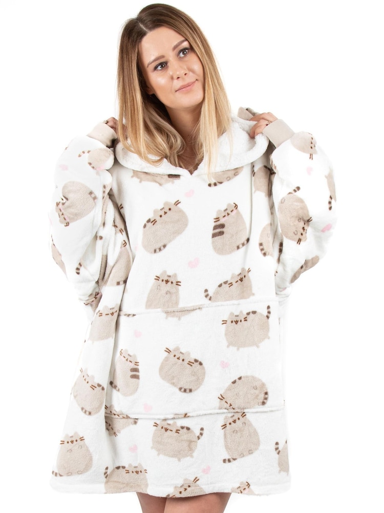 Vanilla Underground White Pusheen Cat Ladies Blanket Hoodie - Image 2 of 7