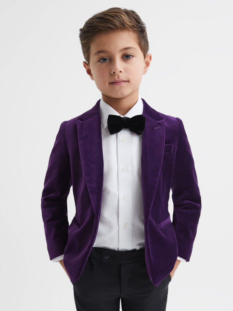 Reiss Purple Apsara Slim Fit Velvet Single Breasted Blazer - Image 1 of 6 Reiss Purple Apsara Slim Fit Velvet Single Breasted Blazer - Image 1 of 6