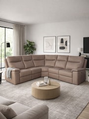 Aspire Furniture Brown Corvan Corner Power Recliner Sofa, Mushroom Sofa - Image 2 of 4
