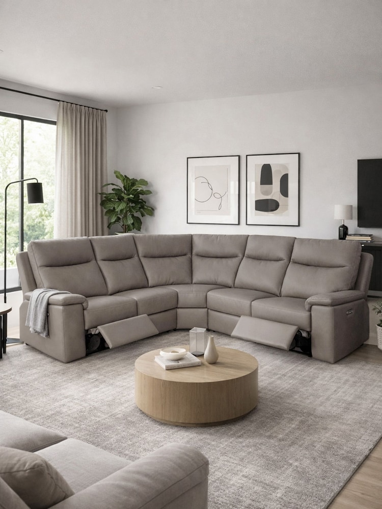 Aspire Furniture Grey Corvan Corner Power Recliner Sofa, Elephant Sofa - Image 1 of 4