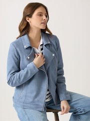 M&Co Blue Faux Suede Biker Jacket - Image 1 of 1