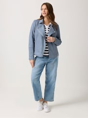 M&Co Blue Faux Suede Biker Jacket - Image 5 of 6