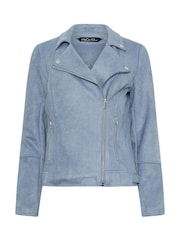 M&Co Blue Faux Suede Biker Jacket - Image 6 of 6
