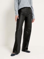 Long Tall Sally Black Faux Leather Wide Leg Jeans - Image 3 of 5