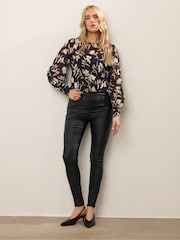 Long Tall Sally Black Faux Leather Skinny Jeans - Image 1 of 4