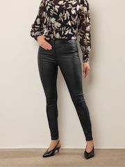 Long Tall Sally Black Faux Leather Skinny Jeans - Image 2 of 4