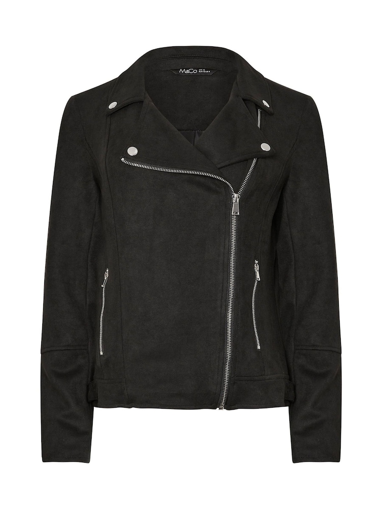 M&Co Black Faux Suede Biker Jacket - Image 5 of 5