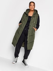Yours Curve Green Chevron Heavyweight Longline Gilet - Image 1 of 5
