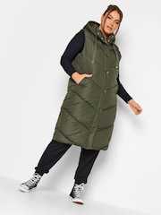 Yours Curve Green Chevron Heavyweight Longline Gilet - Image 3 of 5