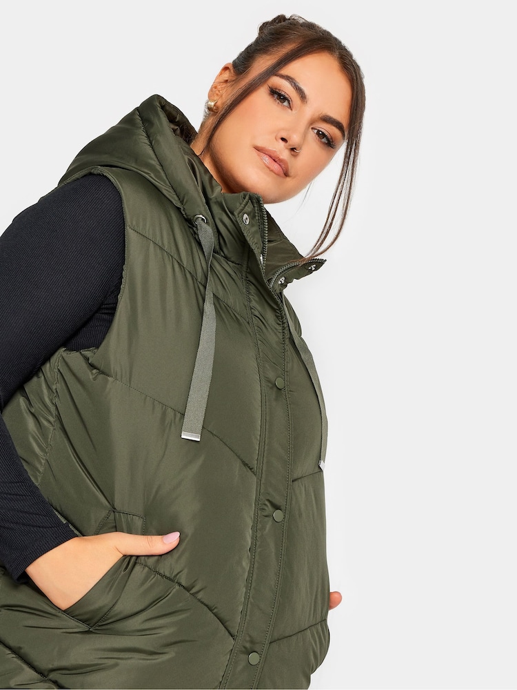 Yours Curve Green Chevron Heavyweight Longline Gilet - Image 5 of 5