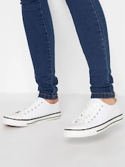 Long Tall Sally White Canvas Low Trainers in Standard Fit - Image 1 of 6