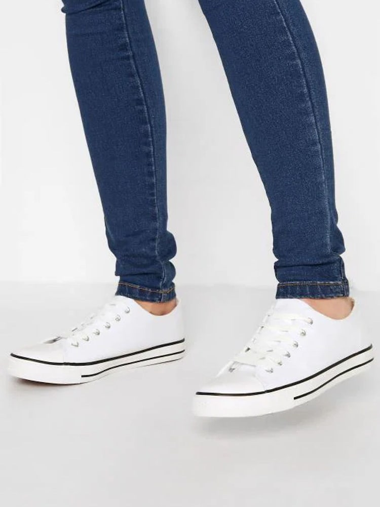 Long Tall Sally White Canvas Low Trainers in Standard Fit - Image 1 of 6 Long Tall Sally White Canvas Low Trainers in Standard Fit - Image 1 of 6
