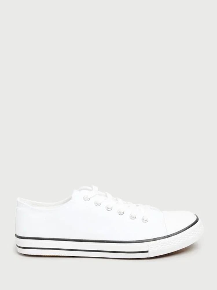Long Tall Sally White Canvas Low Trainers in Standard Fit - Image 2 of 6 Long Tall Sally White Canvas Low Trainers in Standard Fit - Image 2 of 6