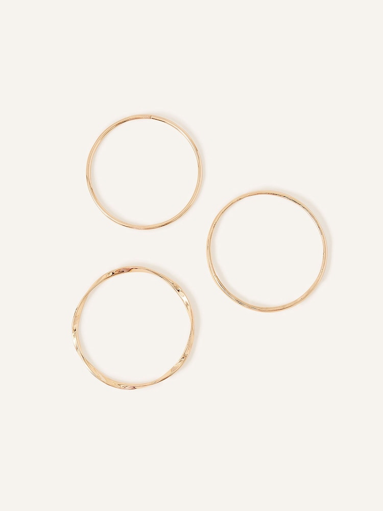 Accessorize Gold Tone Twist Bangles 3 Pack - Image 1 of 3