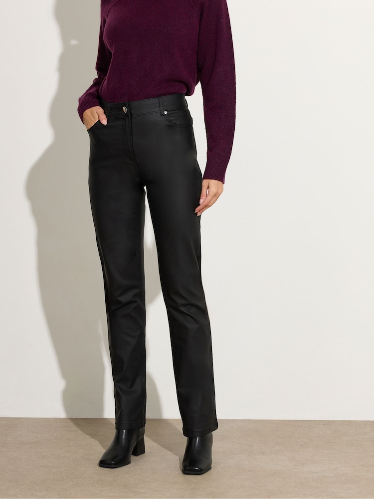 M&Co Black Coated Bootcut Jeans - Image 1 of 5 M&Co Black Coated Bootcut Jeans - Image 1 of 5