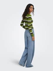 JDY Green Stripe Cardigan - Image 3 of 5