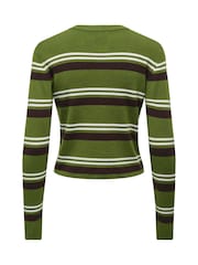 JDY Green Stripe Cardigan - Image 5 of 5