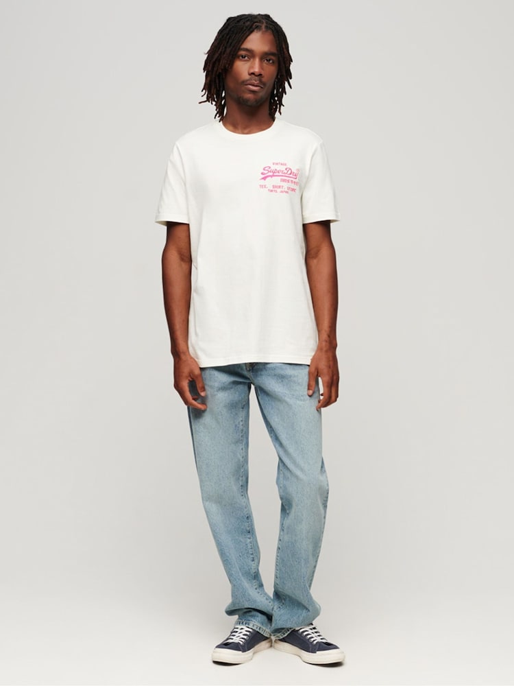 Superdry Cream Neon Vintage Logo T-Shirt - Image 2 of 3