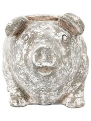 Gallery Home White Antique Large Pig Planter - Image 3 of 9