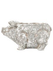 Gallery Home White Antique Large Pig Planter - Image 6 of 9
