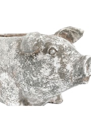 Gallery Home White Antique Large Pig Planter - Image 8 of 9