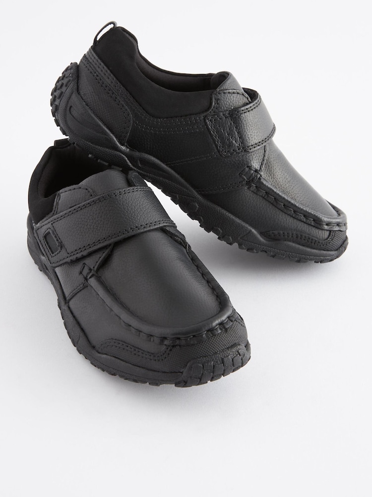 Black Narrow Fit (E) School Leather Single Strap Shoes - Image 1 of 6