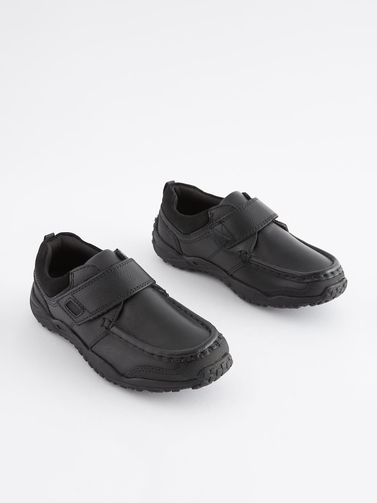 Schwarz - Lederschuhe mit einem Riemen für die Schule - Bild 2 von 6 Schwarz - Lederschuhe mit einem Riemen für die Schule - Bild 2 von 6